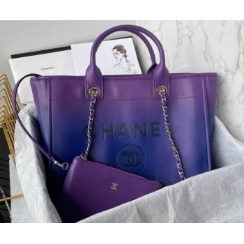 Chanel Shaded Calfskin Silver-Tone Metal Shopping Bag AS3351 Purple 2024 (jiyuan-24010613)