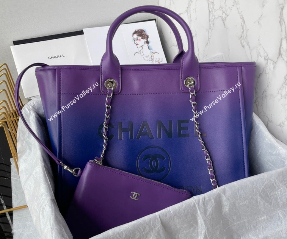 Chanel Shaded Calfskin Silver-Tone Metal Shopping Bag AS3351 Purple 2024 (jiyuan-24010613)