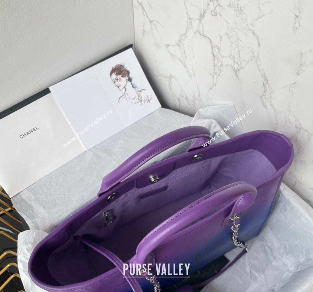 Chanel Shaded Calfskin Silver-Tone Metal Shopping Bag AS3351 Purple 2024 (jiyuan-24010613)