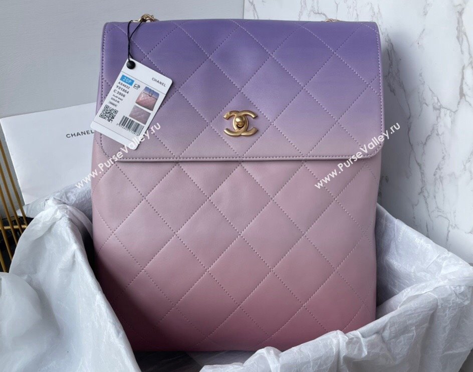 Chanel Gradient Calfskin Gold-Tone Metal Large Hobo Bag AS4632 Purple 2024 (jiyuan-24010616)