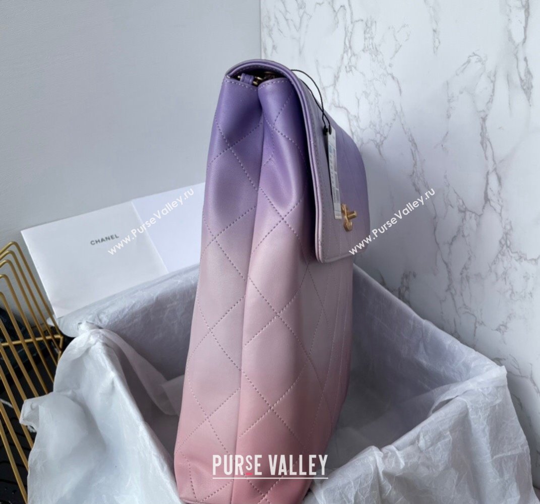 Chanel Gradient Calfskin Gold-Tone Metal Large Hobo Bag AS4632 Purple 2024 (jiyuan-24010616)