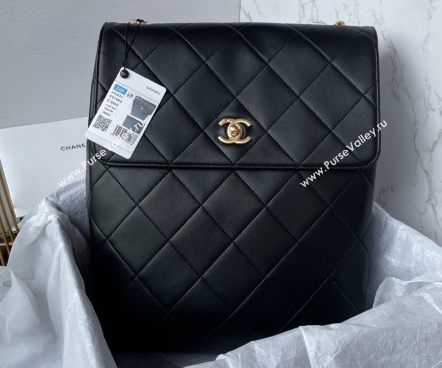 Chanel Calfskin Gold-Tone Metal Large Hobo Bag AS4632 Black 2024 (jiyuan-24010614)