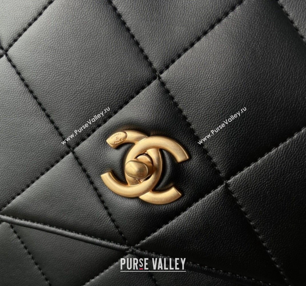 Chanel Calfskin Gold-Tone Metal Large Hobo Bag AS4632 Black 2024 (jiyuan-24010614)