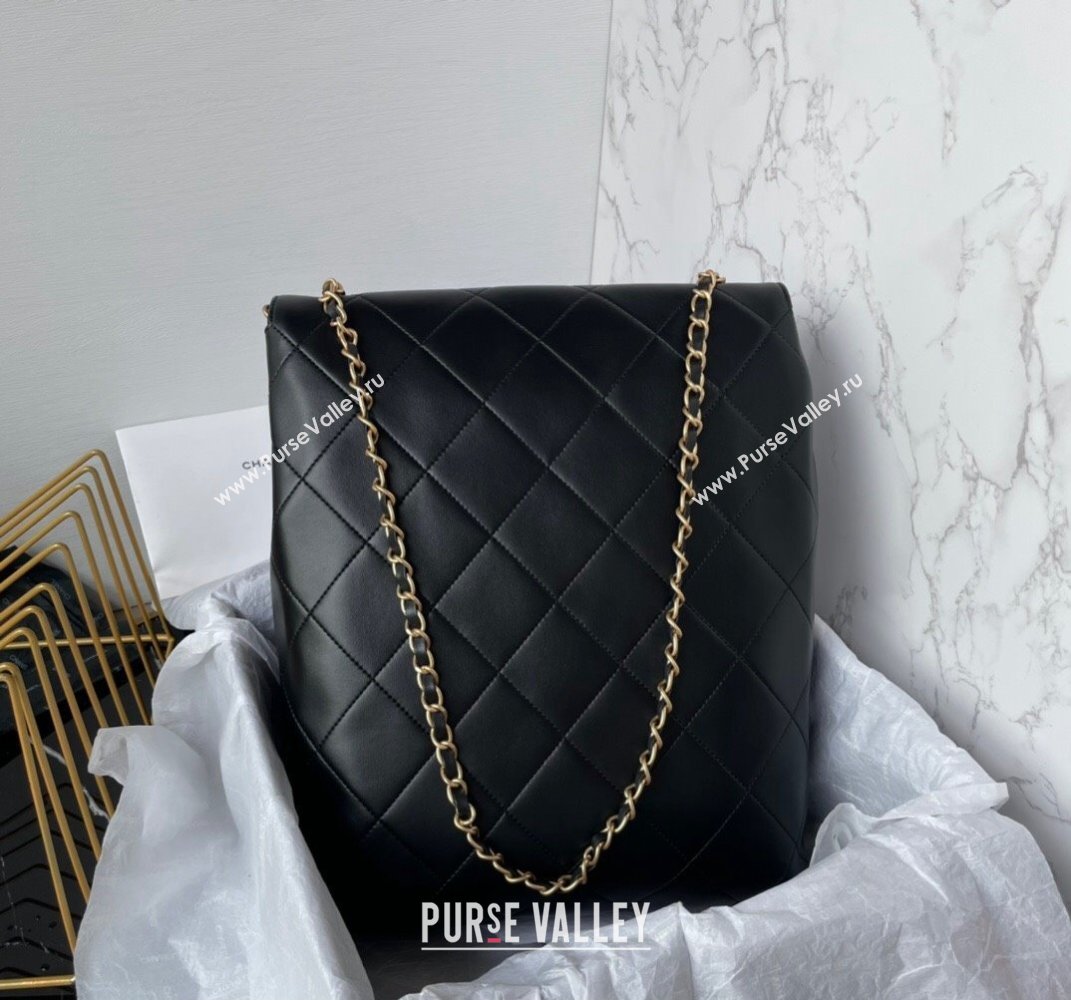 Chanel Calfskin Gold-Tone Metal Large Hobo Bag AS4632 Black 2024 (jiyuan-24010614)