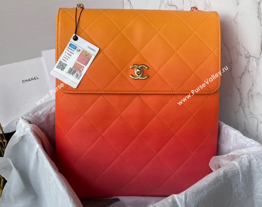 Chanel Gradient Calfskin Gold-Tone Metal Large Hobo Bag AS4632 Orange 2024 (jiyuan-24010615)