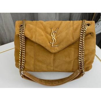 Saint Laurent puffer small Bag in suede leather 577476 Brown (nana-24010934)