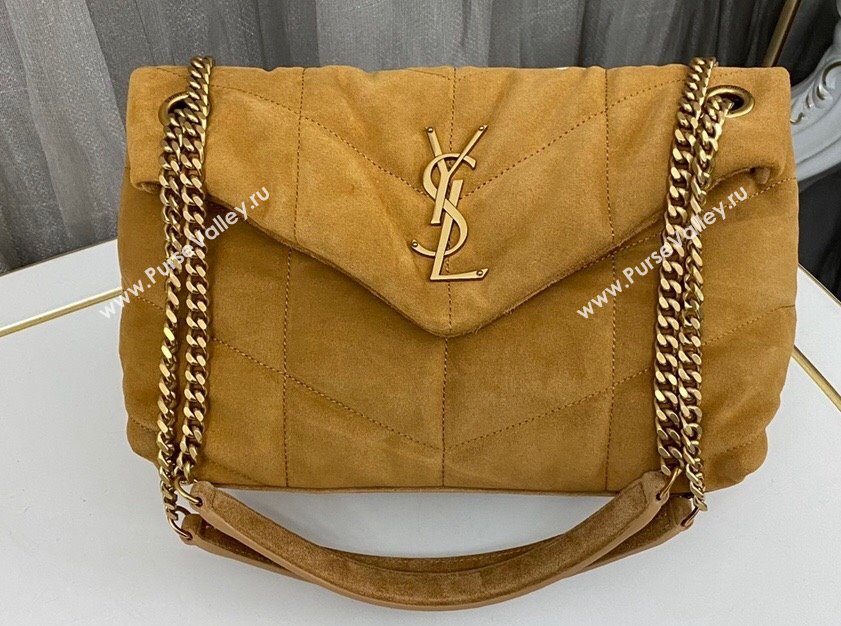 Saint Laurent puffer small Bag in suede leather 577476 Brown (nana-24010934)