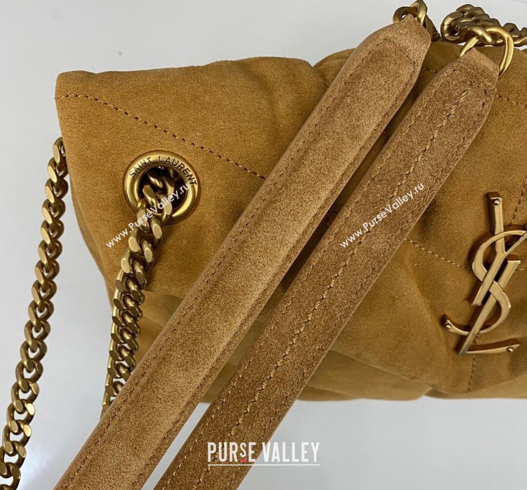 Saint Laurent puffer small Bag in suede leather 577476 Brown (nana-24010934)