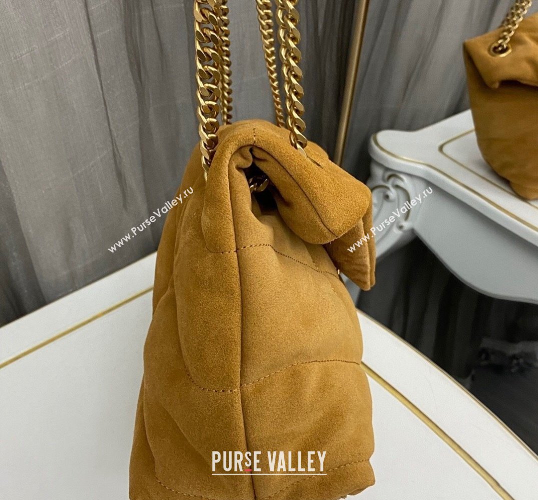 Saint Laurent puffer small Bag in suede leather 577476 Brown (nana-24010934)