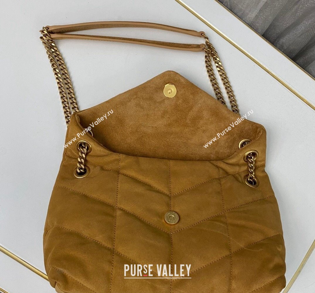 Saint Laurent puffer small Bag in suede leather 577476 Brown (nana-24010934)