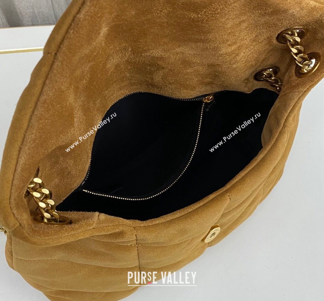 Saint Laurent puffer small Bag in suede leather 577476 Brown (nana-24010934)