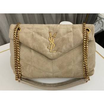Saint Laurent puffer small Bag in suede leather 577476 Beige (nana-24010935)