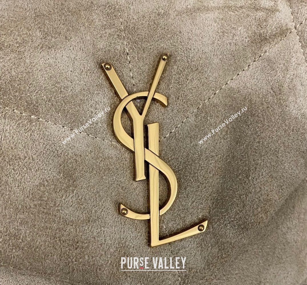 Saint Laurent puffer small Bag in suede leather 577476 Beige (nana-24010935)