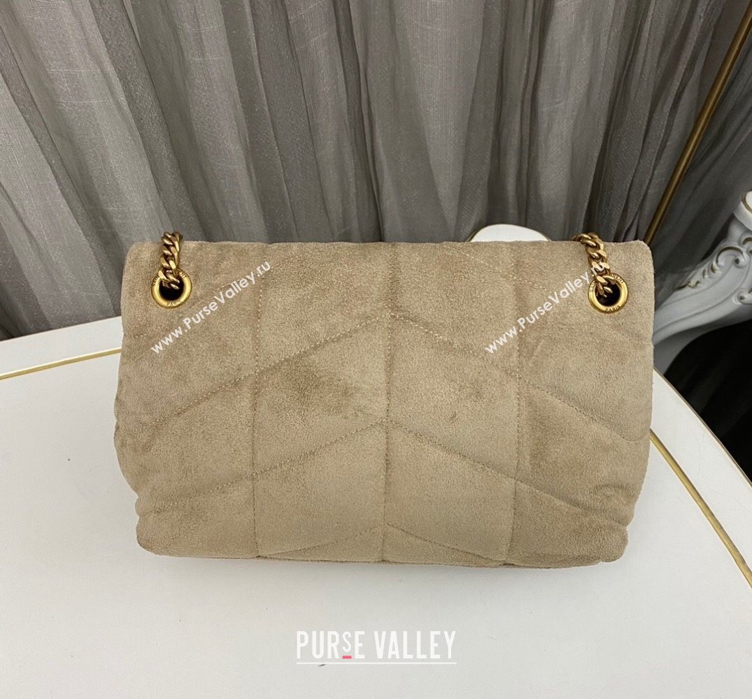 Saint Laurent puffer small Bag in suede leather 577476 Beige (nana-24010935)