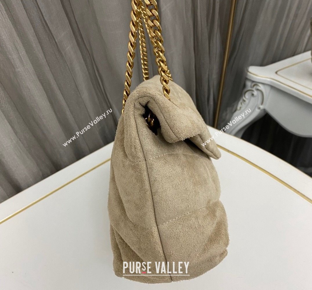 Saint Laurent puffer small Bag in suede leather 577476 Beige (nana-24010935)