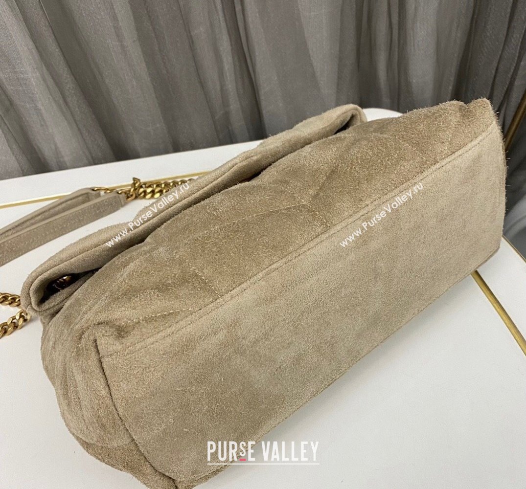 Saint Laurent puffer small Bag in suede leather 577476 Beige (nana-24010935)