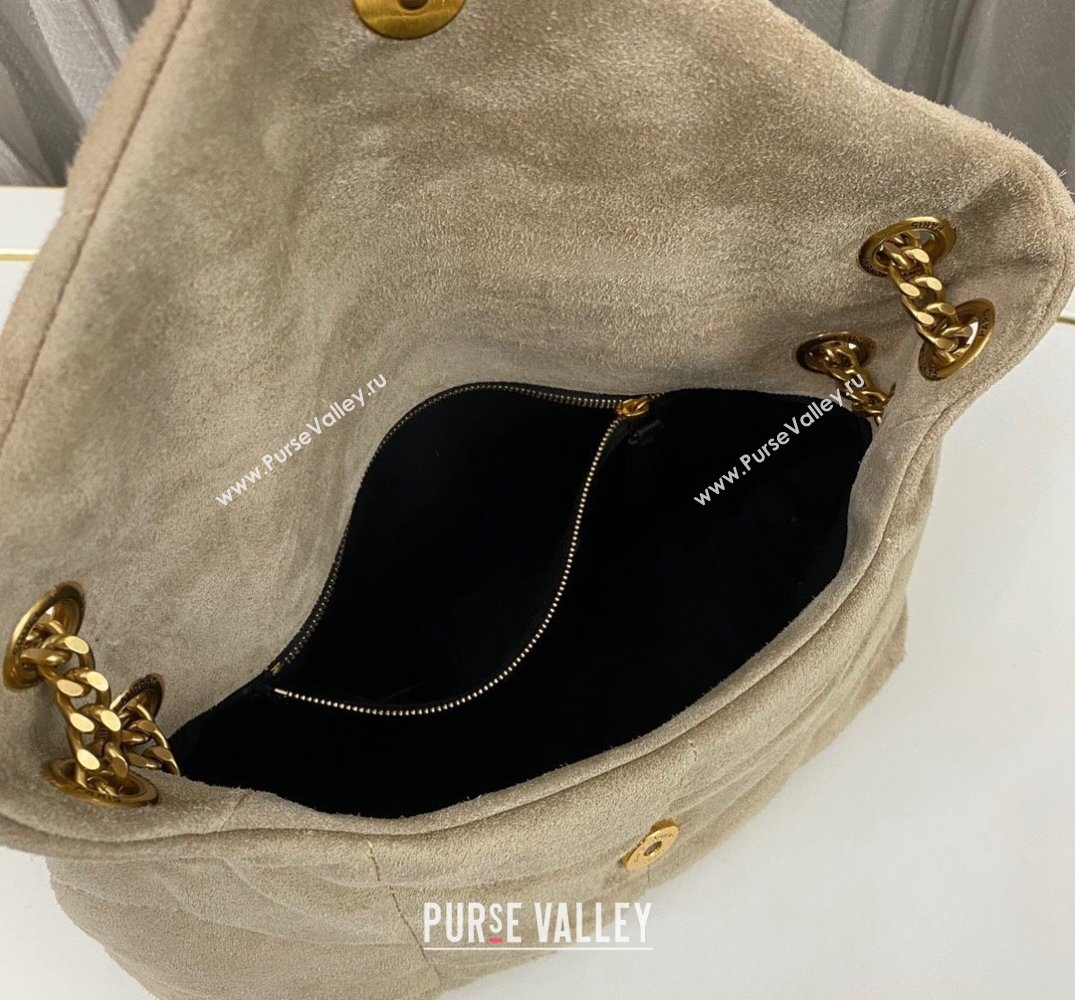 Saint Laurent puffer small Bag in suede leather 577476 Beige (nana-24010935)
