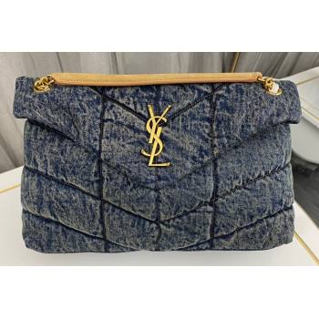 Saint Laurent puffer medium Bag in suede and denim 577475 (nana-24010914)