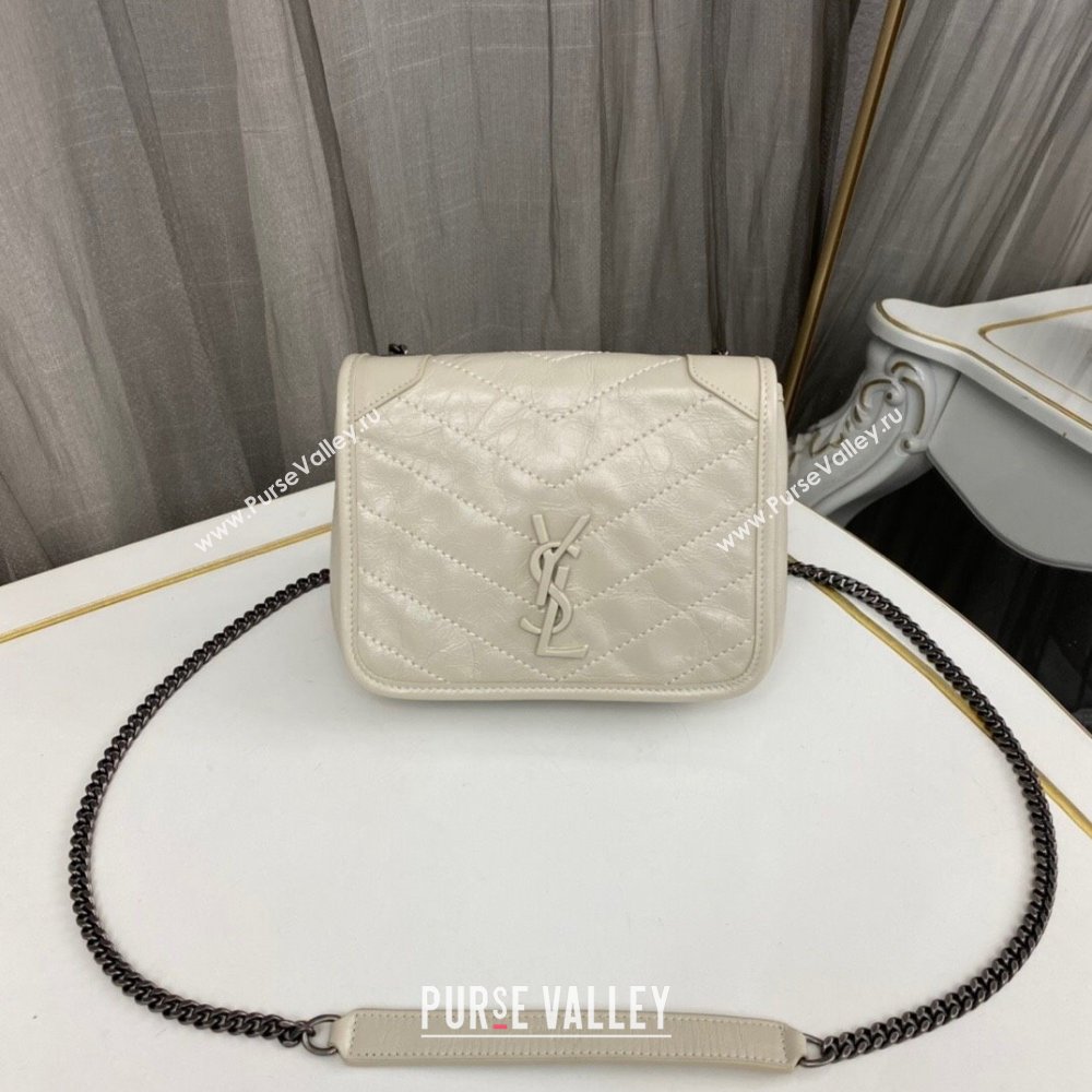 Saint Laurent Niki Chain Wallet Bag in Crinkled Vintage Leather 583103 Creamy (nana-24011044)