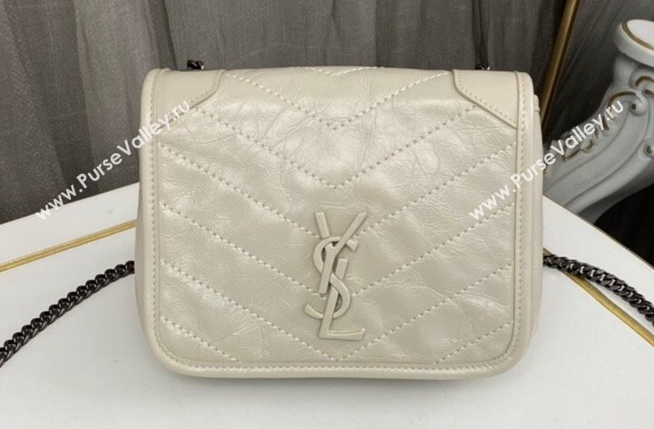 Saint Laurent Niki Chain Wallet Bag in Crinkled Vintage Leather 583103 Creamy (nana-24011044)