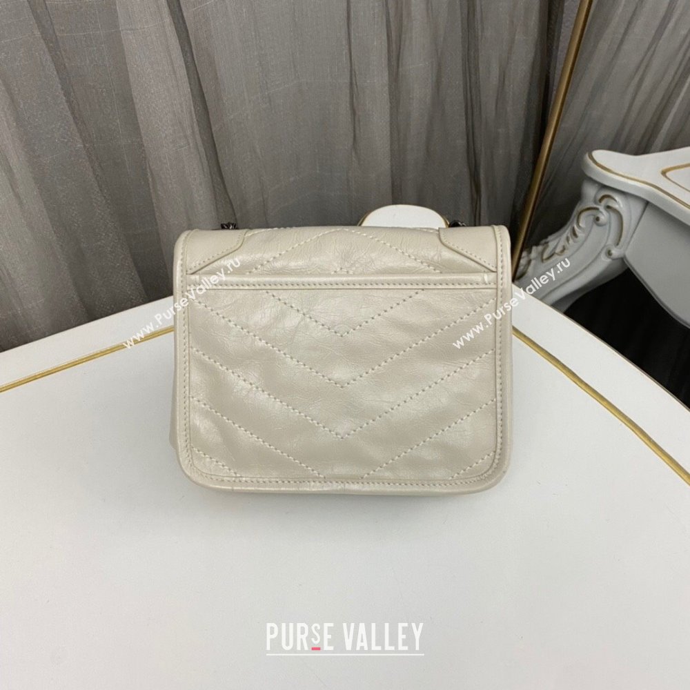 Saint Laurent Niki Chain Wallet Bag in Crinkled Vintage Leather 583103 Creamy (nana-24011044)