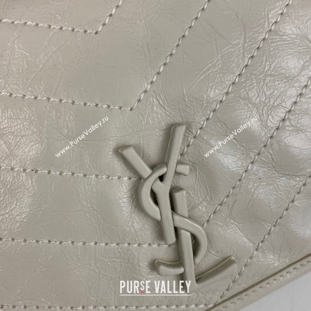 Saint Laurent Niki Chain Wallet Bag in Crinkled Vintage Leather 583103 Creamy (nana-24011044)