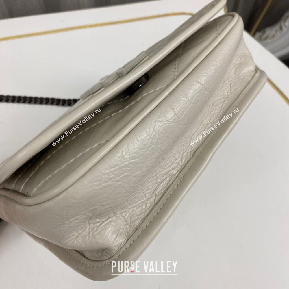 Saint Laurent Niki Chain Wallet Bag in Crinkled Vintage Leather 583103 Creamy (nana-24011044)