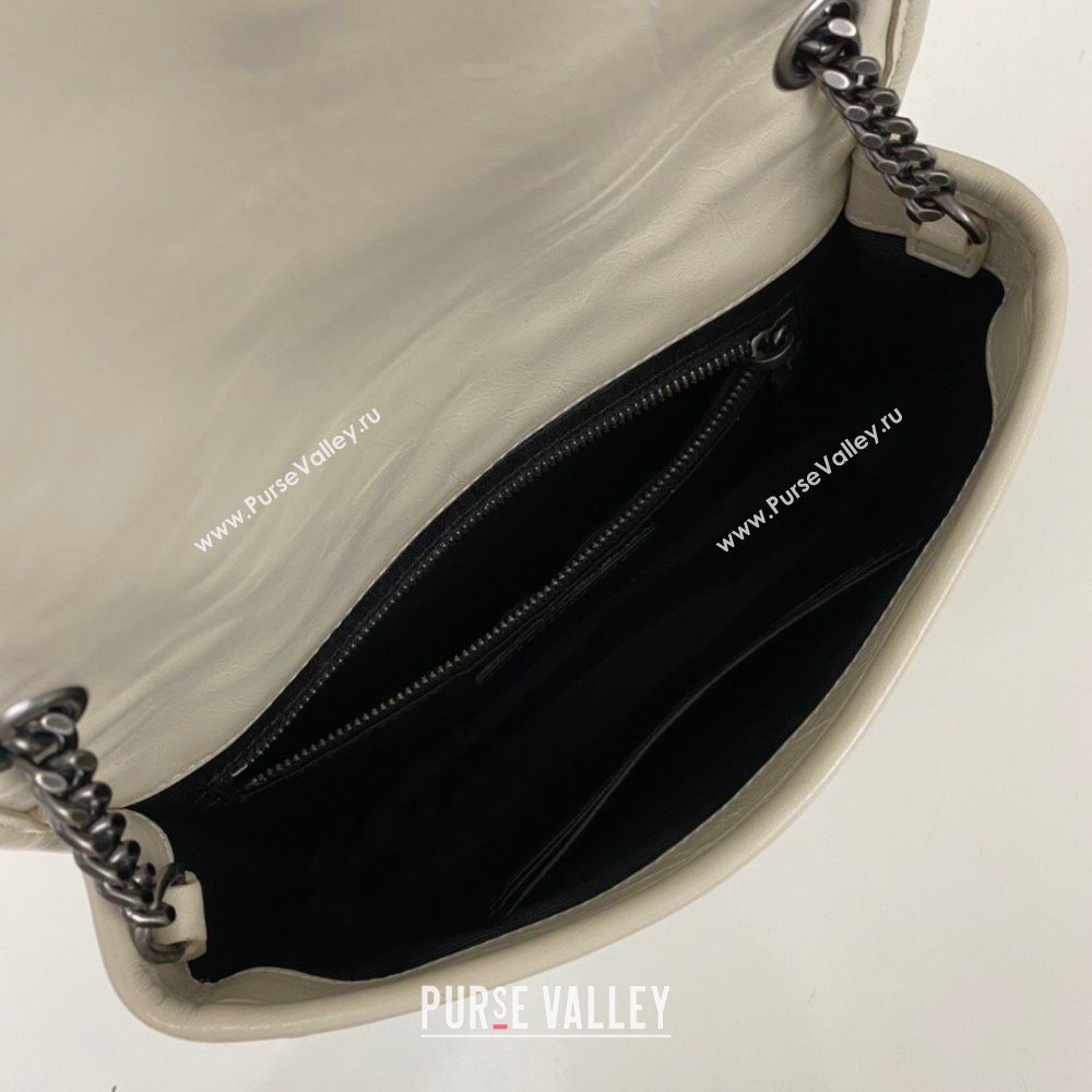 Saint Laurent Niki Chain Wallet Bag in Crinkled Vintage Leather 583103 Creamy (nana-24011044)