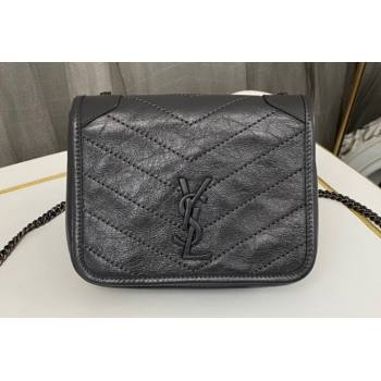 Saint Laurent Niki Chain Wallet Bag in Crinkled Vintage Leather 583103 Gray (nana-24011043)