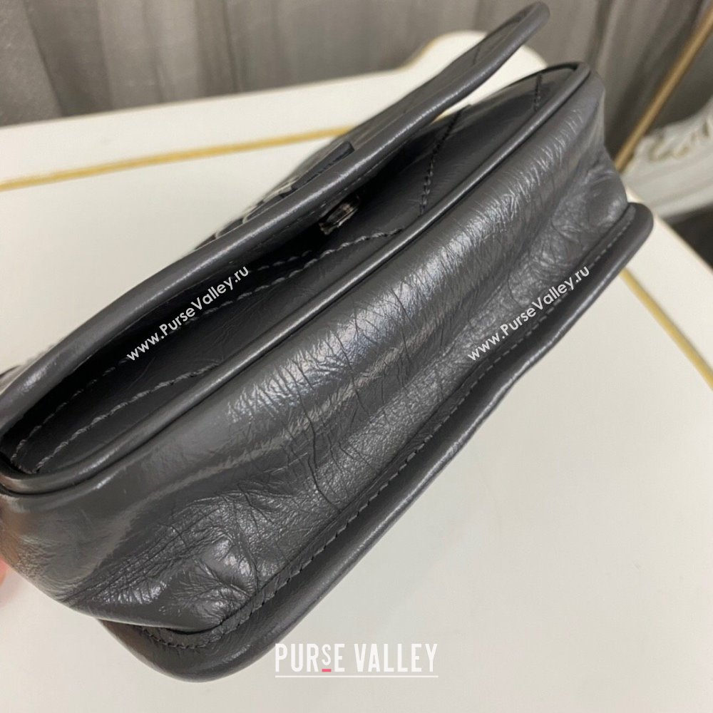 Saint Laurent Niki Chain Wallet Bag in Crinkled Vintage Leather 583103 Gray (nana-24011043)