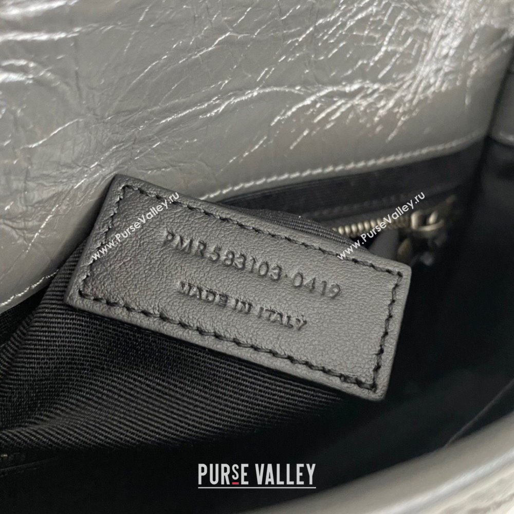 Saint Laurent Niki Chain Wallet Bag in Crinkled Vintage Leather 583103 Gray (nana-24011043)