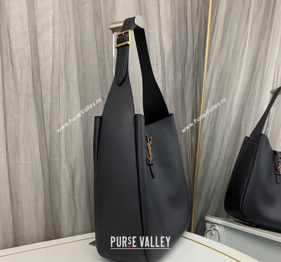 Saint Laurent le 5 à 7 supple Large Bag in grained leather 753837 Black (nana-24011057)