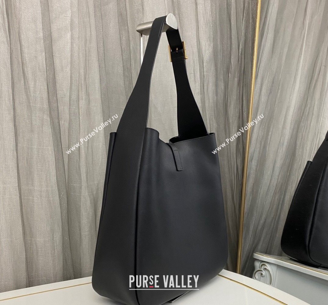 Saint Laurent le 5 à 7 supple Large Bag in grained leather 753837 Black (nana-24011057)