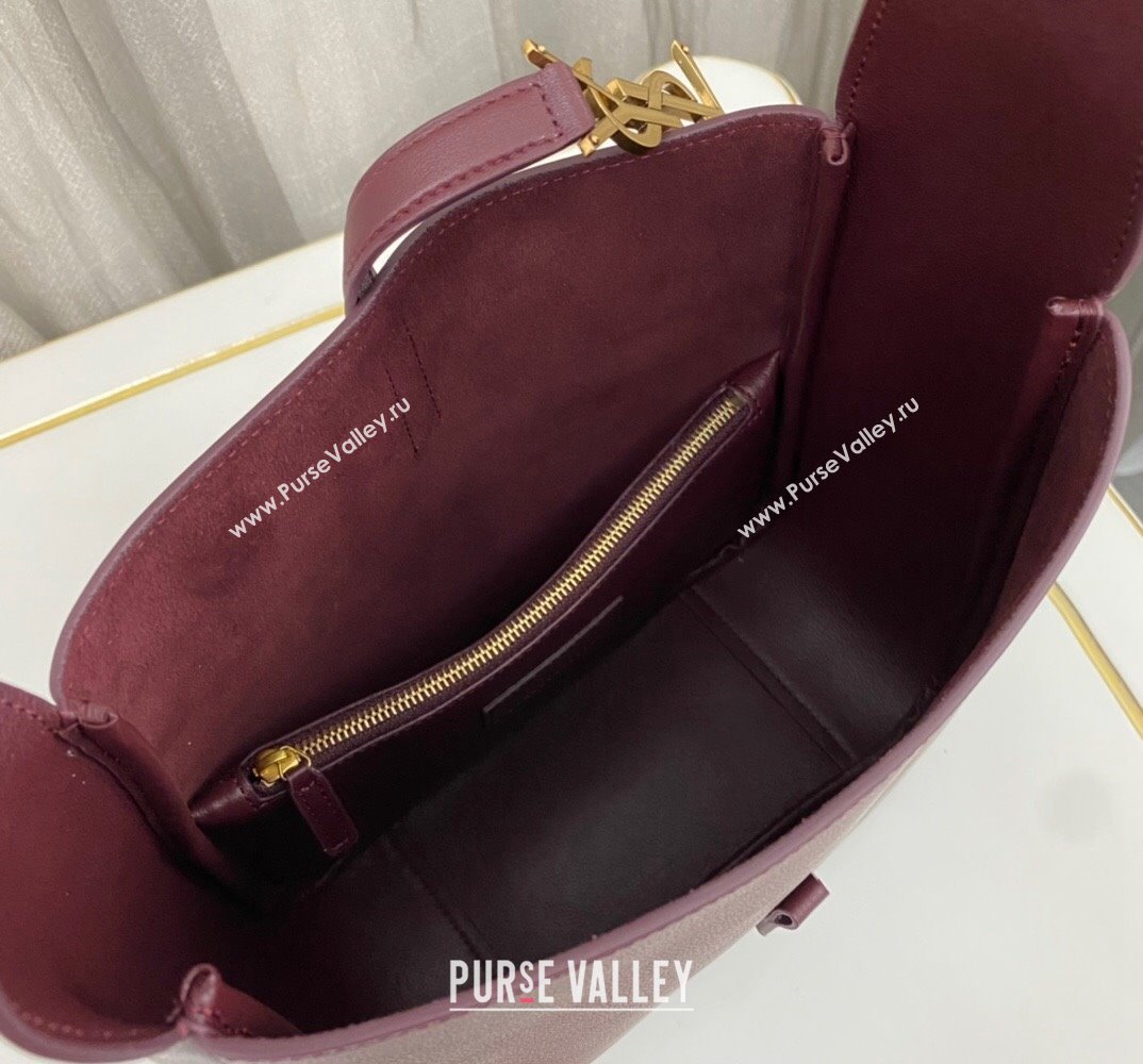 Saint Laurent le 5 à 7 supple small Bag in grained leather 713938 Burgundy (nana-24011051)