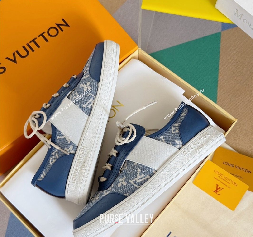 Louis Vuitton Lous Sneakers Calf leather and Monogram Denim Blue Top Quality (guoran-24011216)