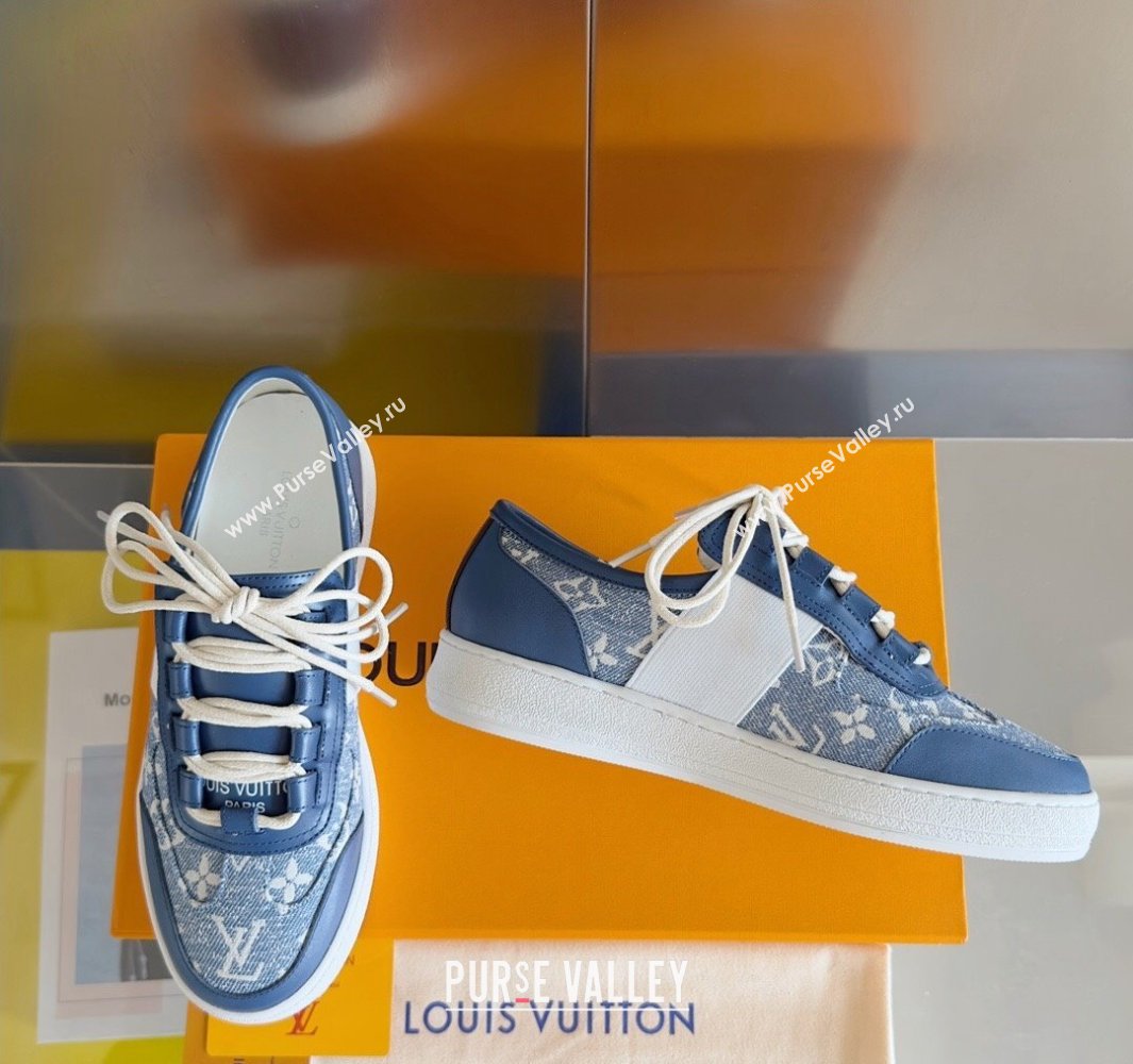 Louis Vuitton Lous Sneakers Calf leather and Monogram Denim Blue Top Quality (guoran-24011216)