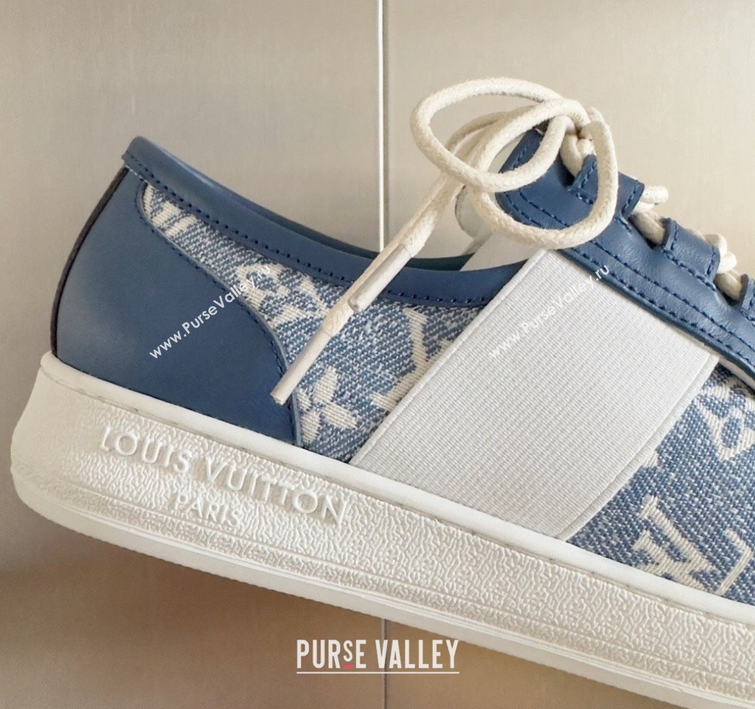 Louis Vuitton Lous Sneakers Calf leather and Monogram Denim Blue Top Quality (guoran-24011216)