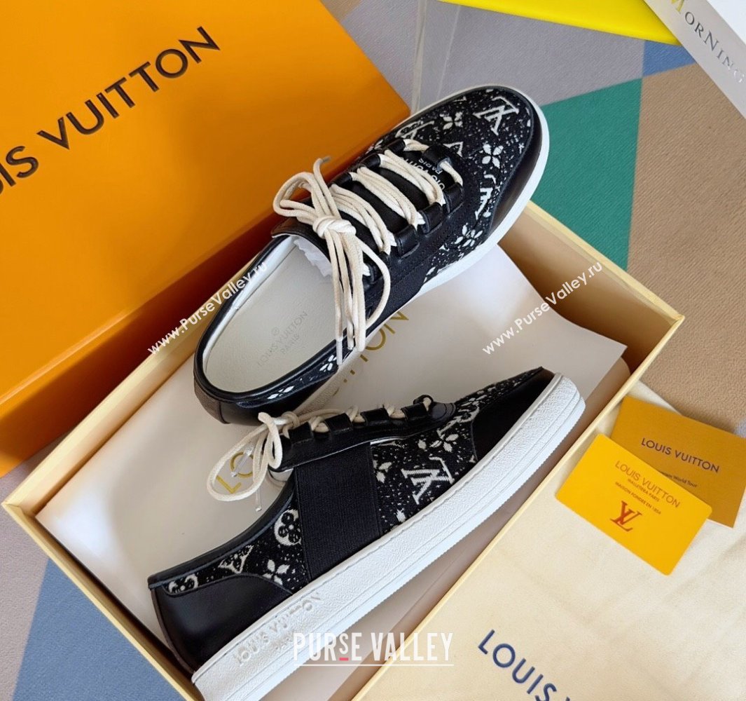 Louis Vuitton Lous Sneakers Calf leather and Monogram Denim Black Top Quality (guoran-24011215)