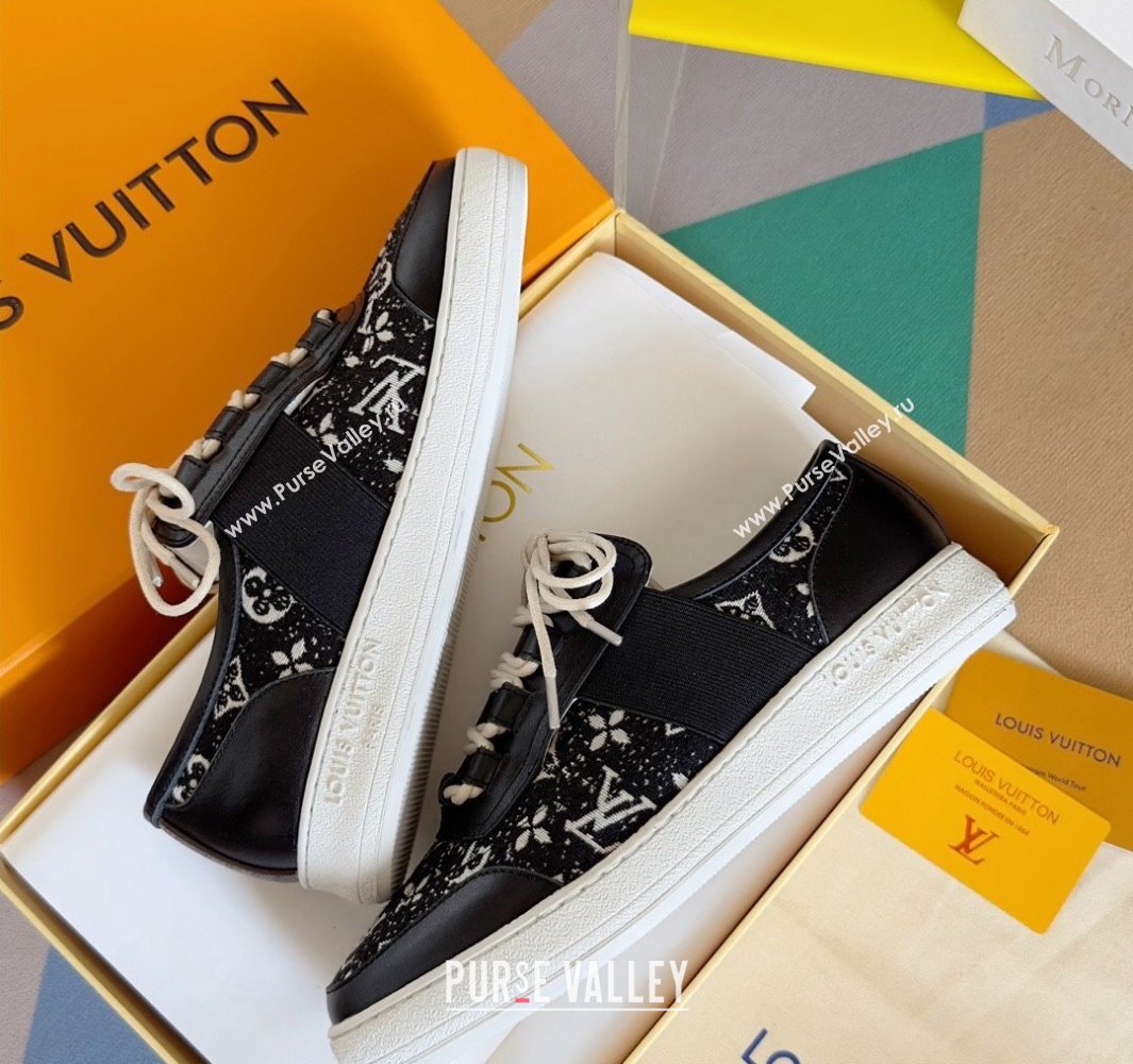 Louis Vuitton Lous Sneakers Calf leather and Monogram Denim Black Top Quality (guoran-24011215)