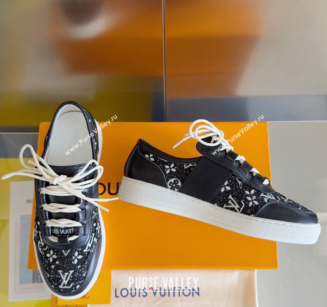 Louis Vuitton Lous Sneakers Calf leather and Monogram Denim Black Top Quality (guoran-24011215)