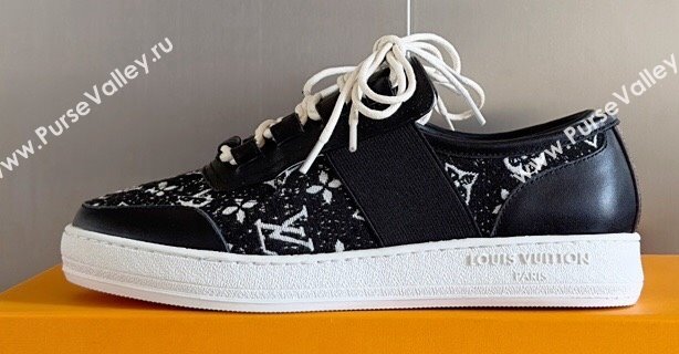 Louis Vuitton Lous Sneakers Calf leather and Monogram Denim Black Top Quality (guoran-24011215)