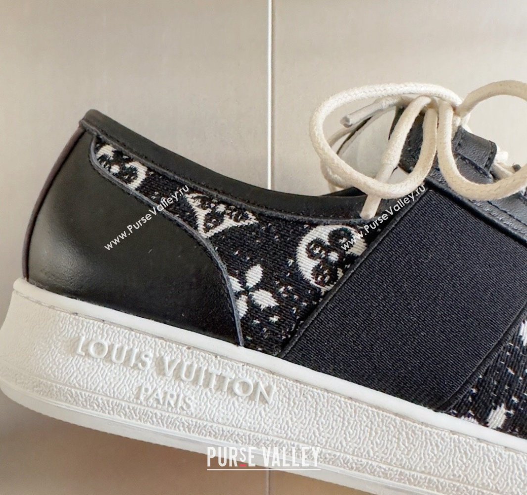 Louis Vuitton Lous Sneakers Calf leather and Monogram Denim Black Top Quality (guoran-24011215)