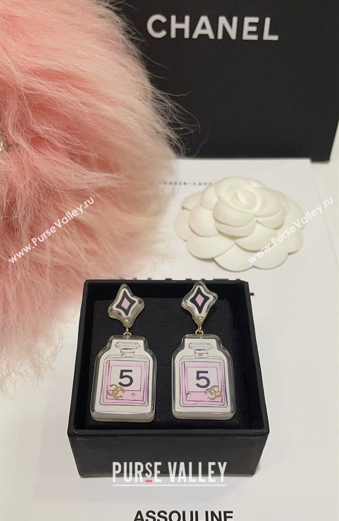 Chanel Metal Resin Strass Pendant Earrings ABC779 Gold Pink Black Crystal 2024 (YF-24011311)