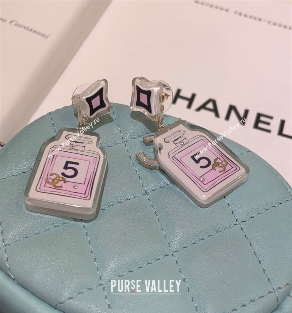 Chanel Metal Resin Strass Pendant Earrings ABC779 Gold Pink Black Crystal 2024 (YF-24011311)