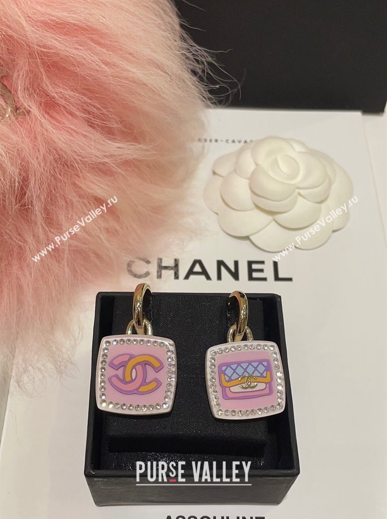 Chanel Metal Resin Strass Pendant Earrings ABC758 Gold Multicolor Crystal 2024 (YF-24011312)