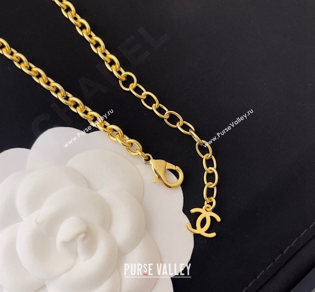 Chanel Metal Glass Pearls Long Necklace ABC485 Gold, Black Pearly White 2024 (YF-24011349)