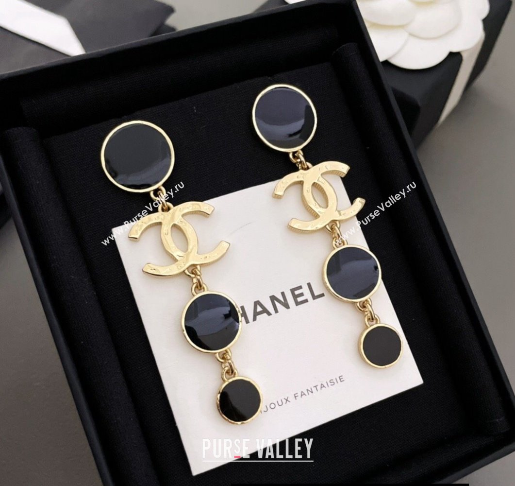 Chanel Metal Pendant Earrings Gold/Black 2024 (YF-24011329)