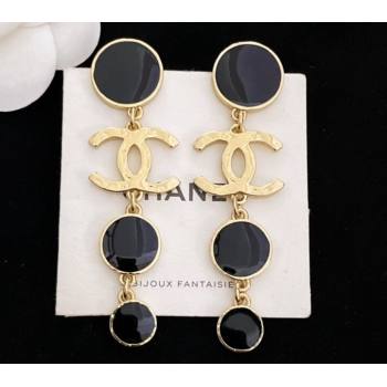 Chanel Metal Pendant Earrings Gold/Black 2024 (YF-24011329)