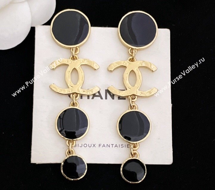 Chanel Metal Pendant Earrings Gold/Black 2024 (YF-24011329)