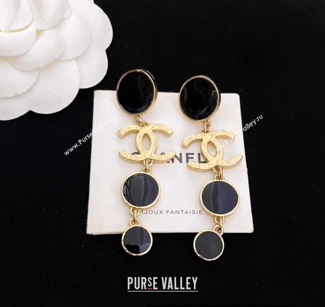 Chanel Metal Pendant Earrings Gold/Black 2024 (YF-24011329)